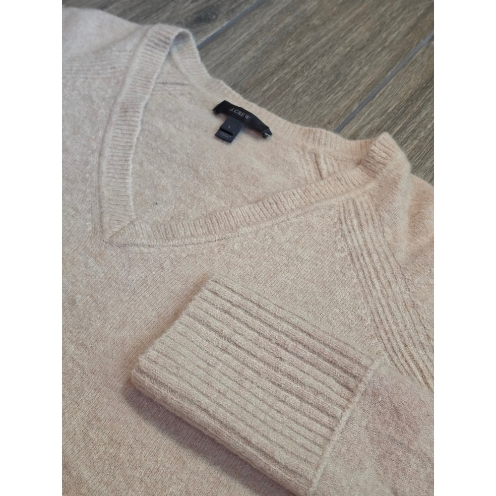 J.Crew Womens Merino Wool Alpaca Blend V-Neck Sweater Beige Large RN77388